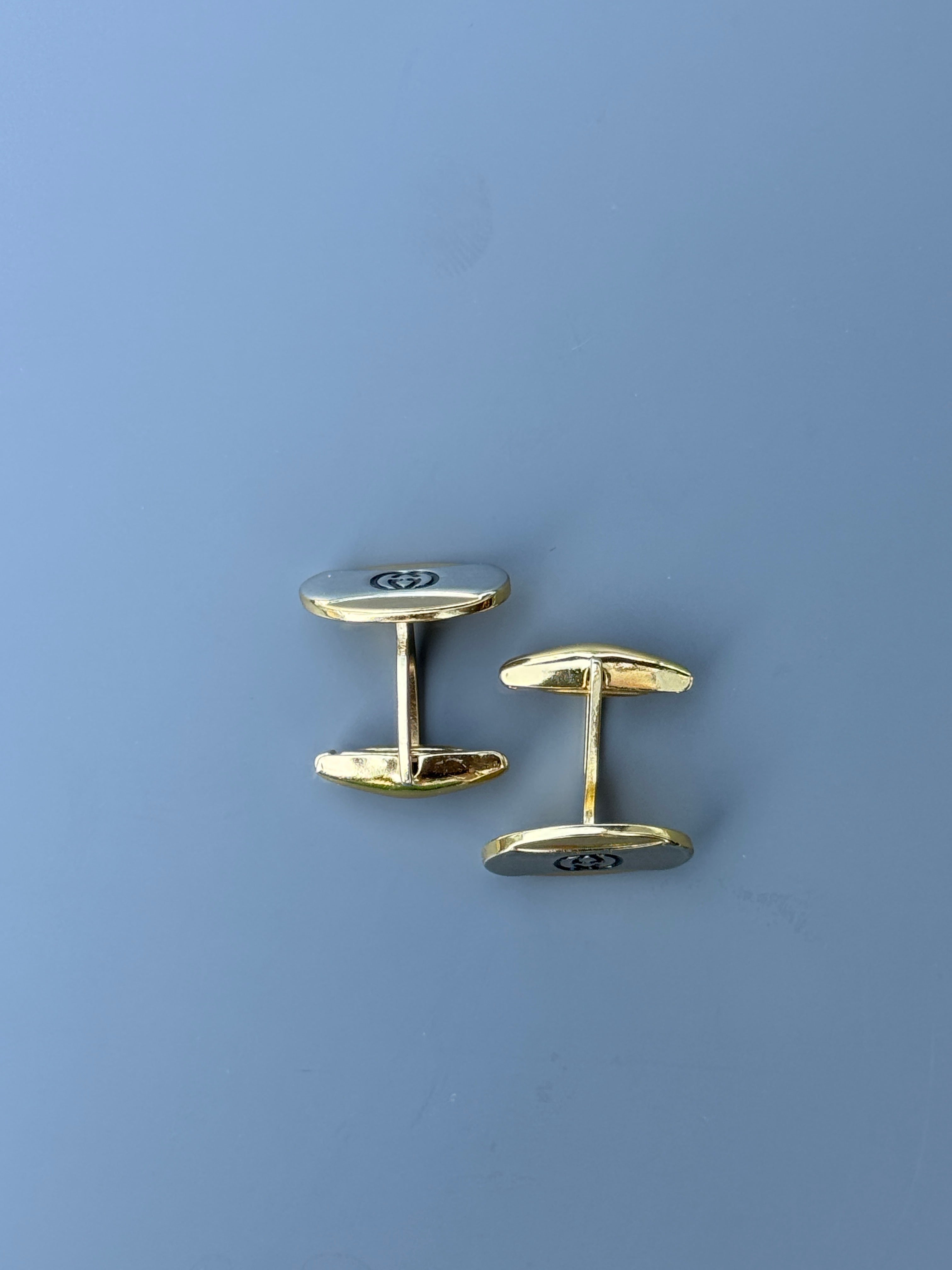 Gucci Cufflinks - Gold &amp; Silver Design - Iconic Logo (Vintage / Collectible)