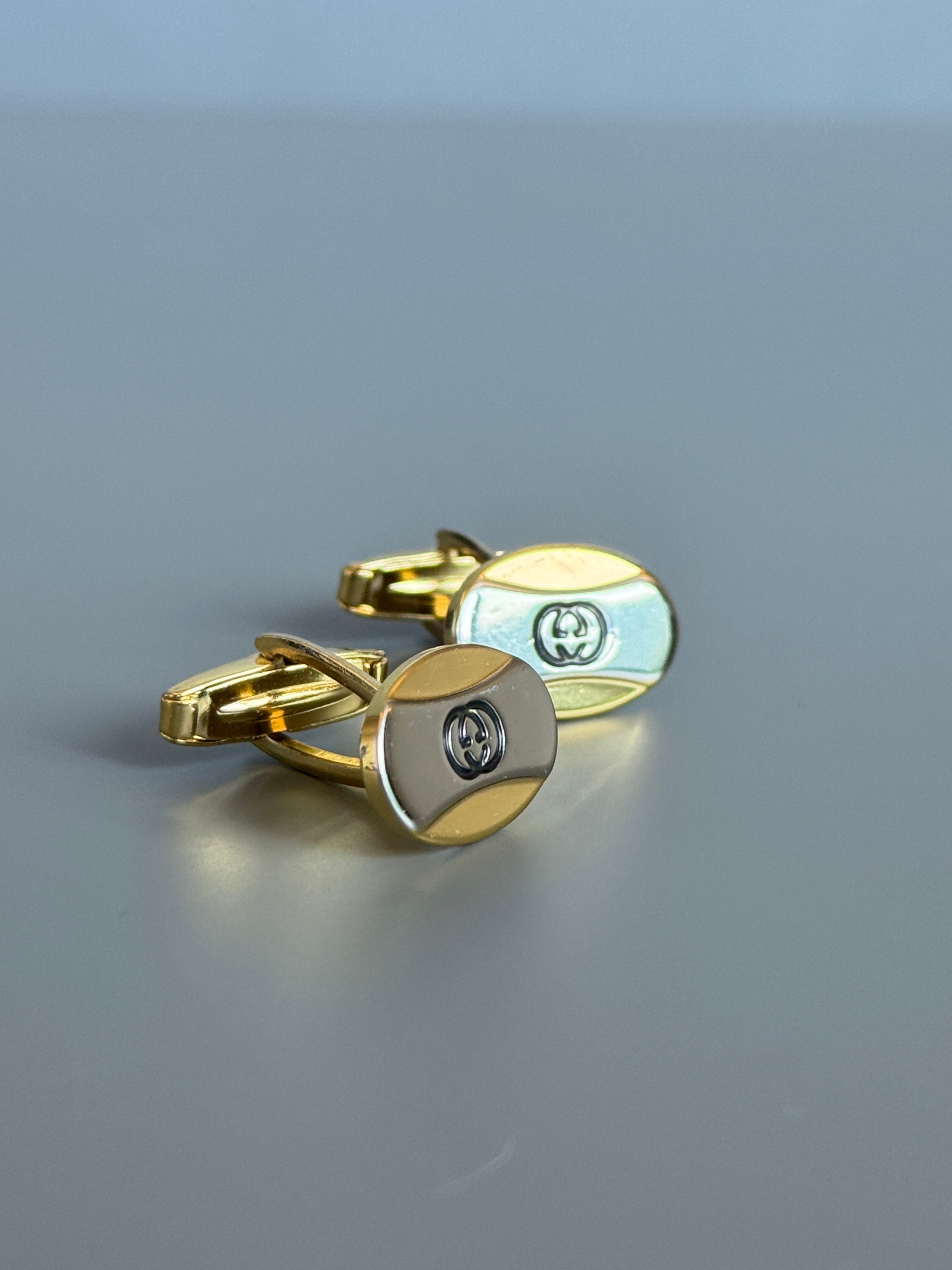 Gucci Cufflinks - Gold &amp; Silver Design - Iconic Logo (Vintage / Collectible)