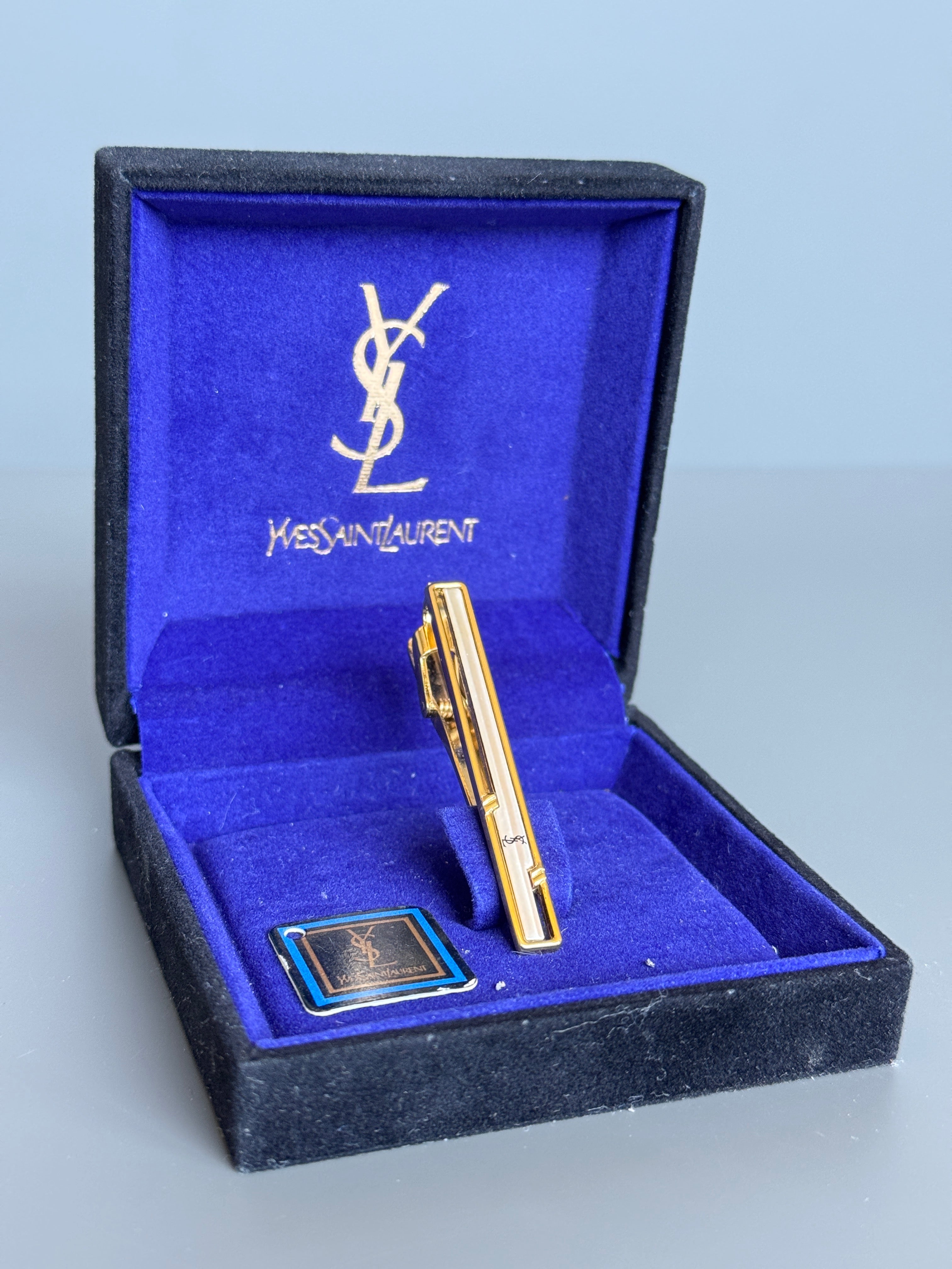 Yves Saint Laurent (YSL) Men's Tie Pin – Gold Plated Luxury Accessory