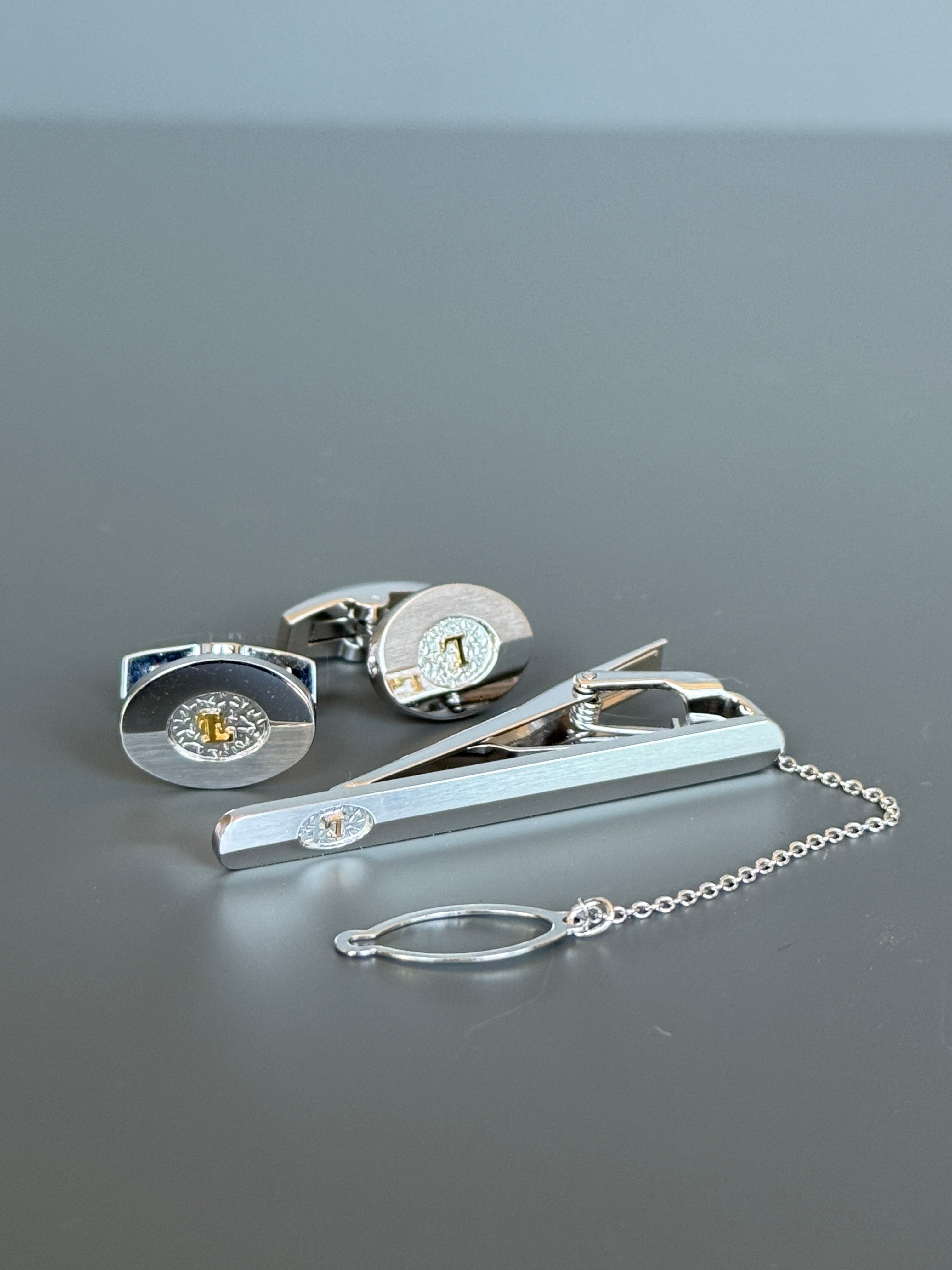 Longines Silver Deluxe Cufflink &amp; Tie Clip Set - Stylish Men's Accessories in a Special Box