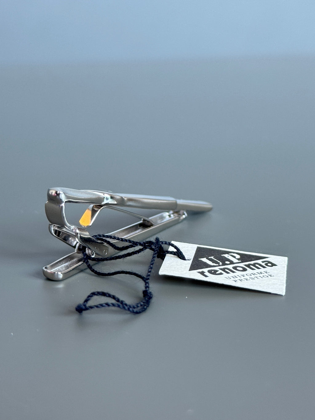 UP Renoma Tie Clip - Minimalist Silver Tone Design (Vintage / Collectible)