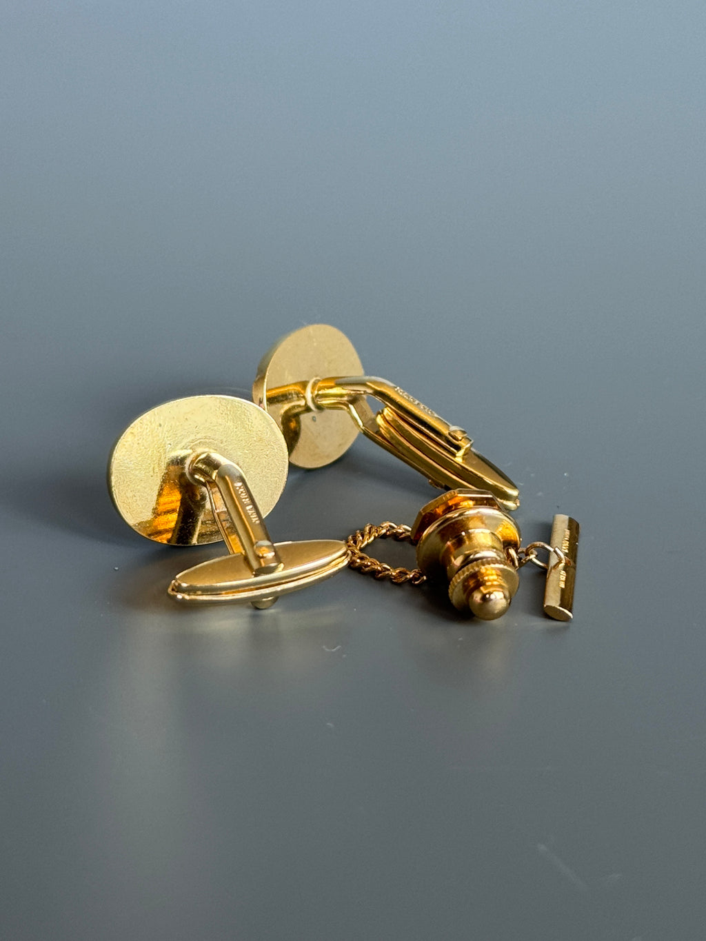 Nina Ricci Paris Gold &amp; Silver Stripe Cufflink Set - Timeless French Men's Elegance