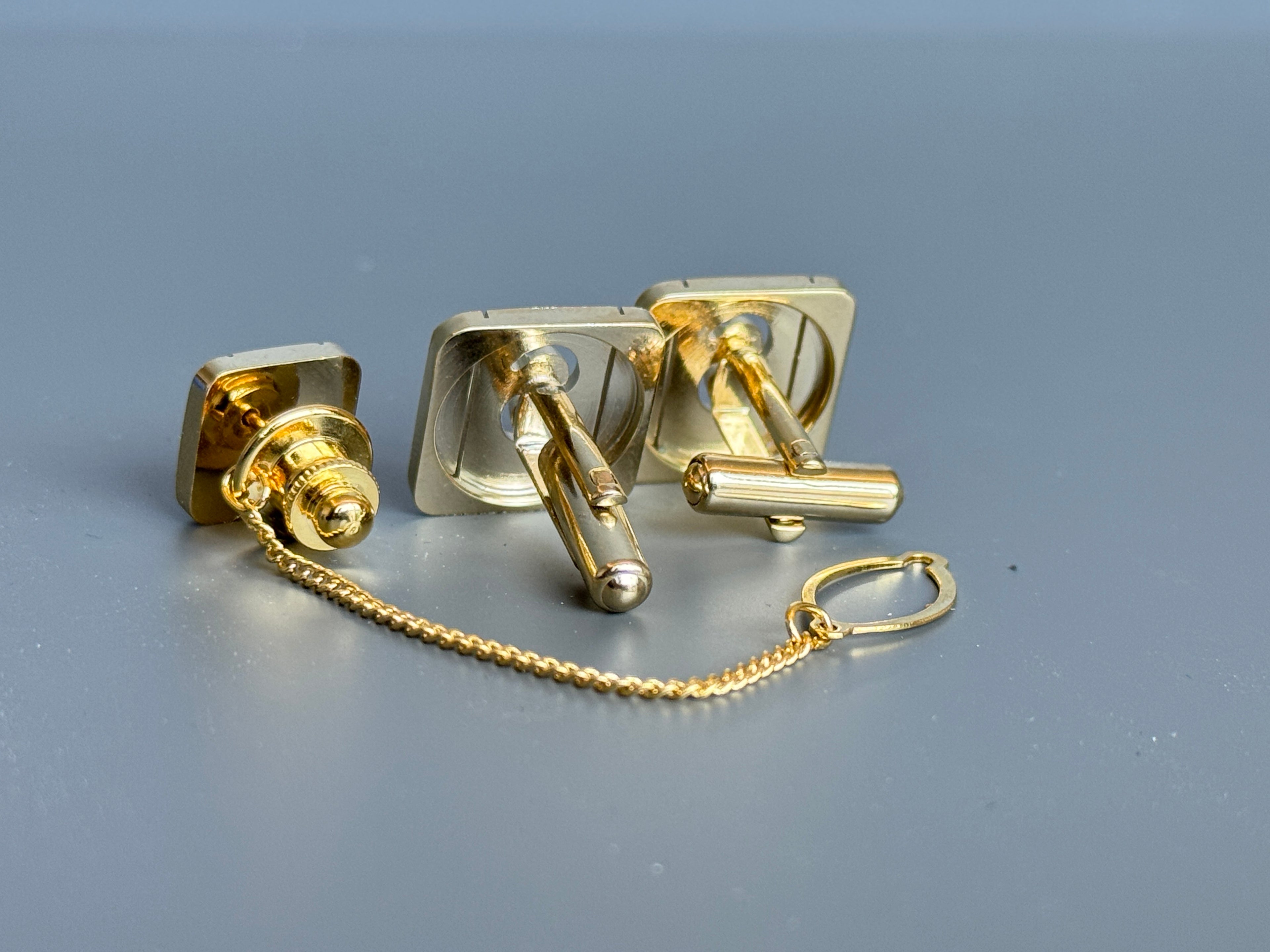 Yves Saint Laurent Men's Gift Set – Gold Cufflinks and Tie Clip | Luxury Accessory Box