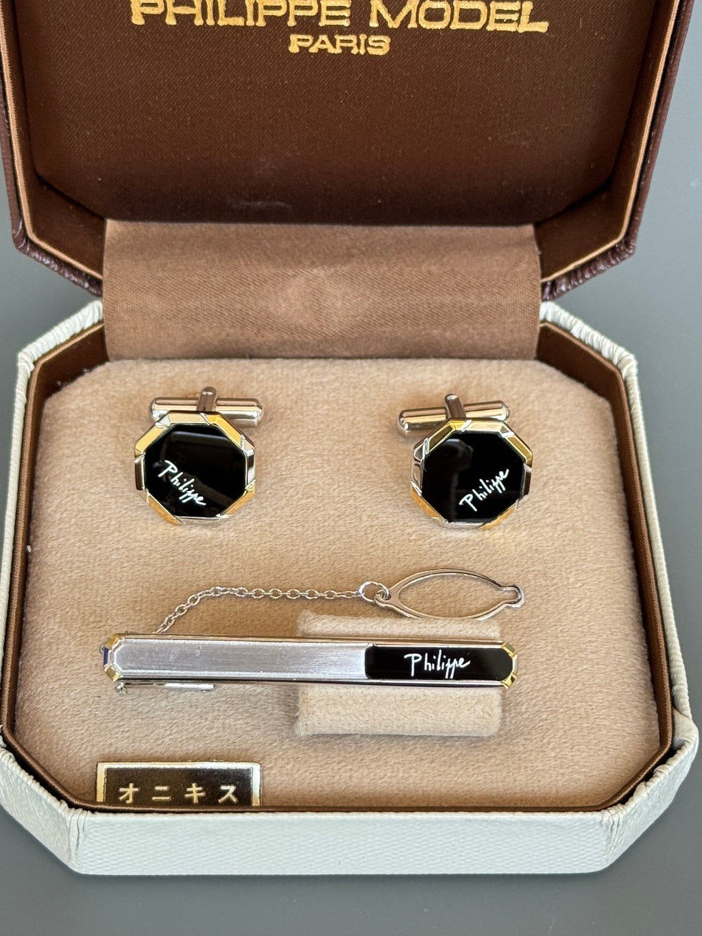 Philippe Model Paris Cufflink &amp; Tie Clip Set - Stylish Men's Accessories