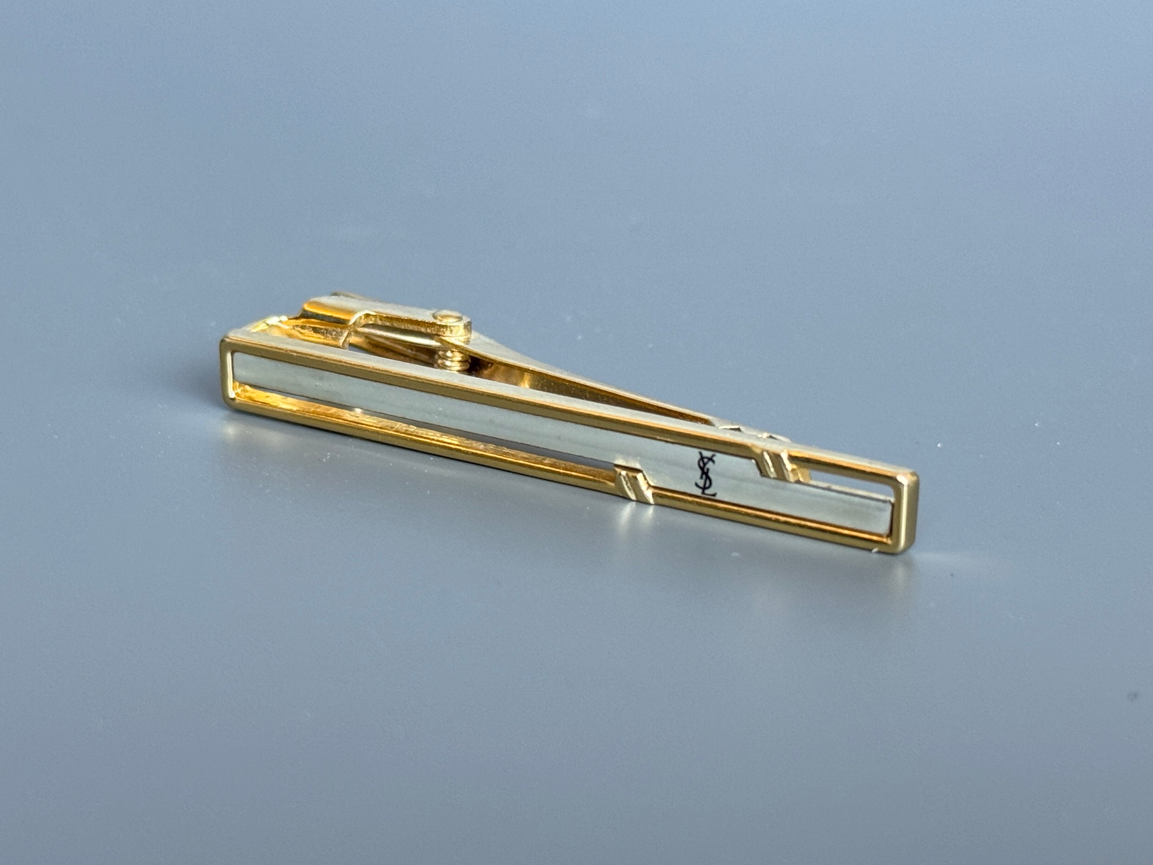 Yves Saint Laurent (YSL) Men's Tie Pin – Gold Plated Luxury Accessory