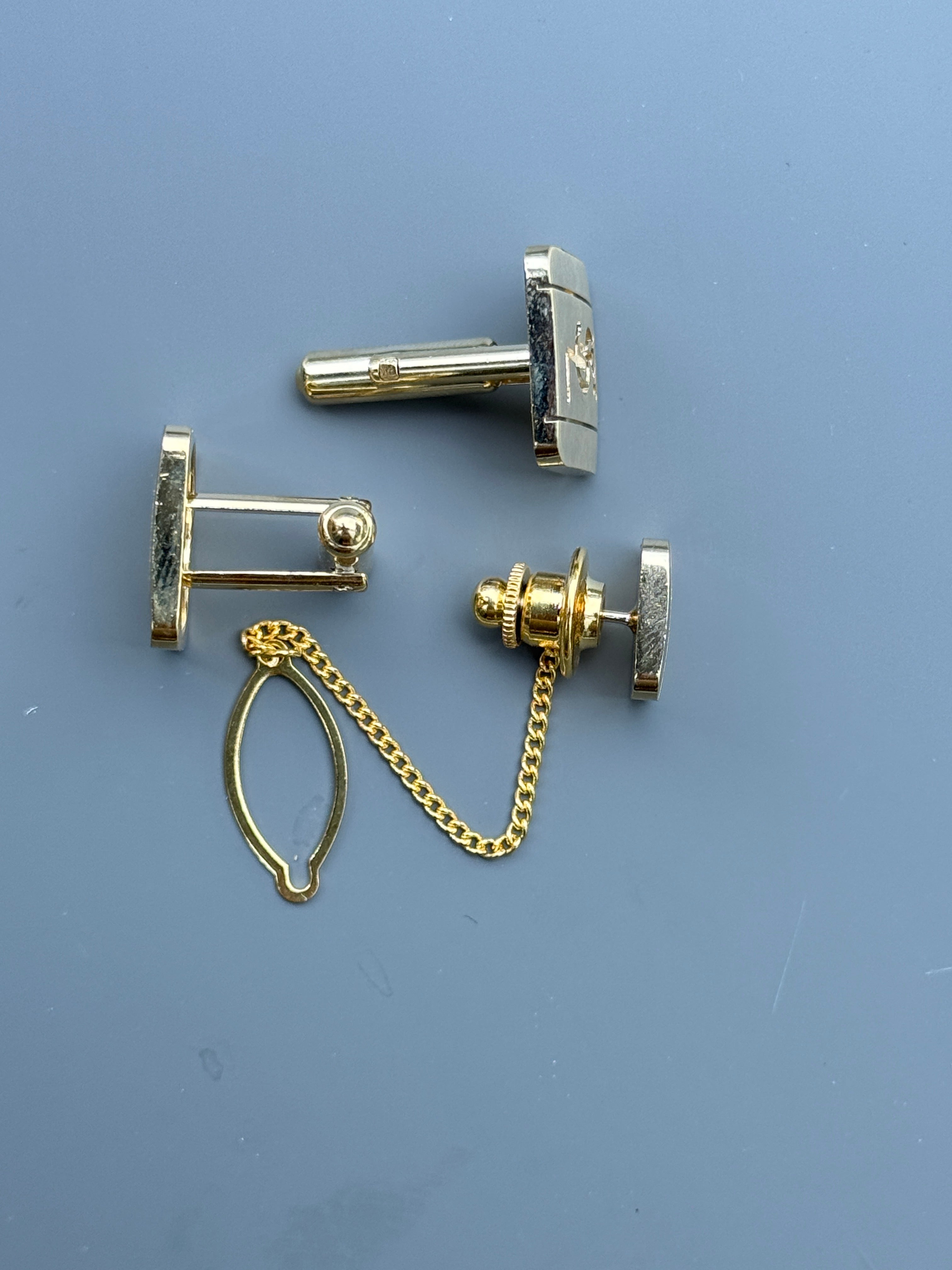 Yves Saint Laurent Men's Gift Set – Gold Cufflinks and Tie Clip | Luxury Accessory Box