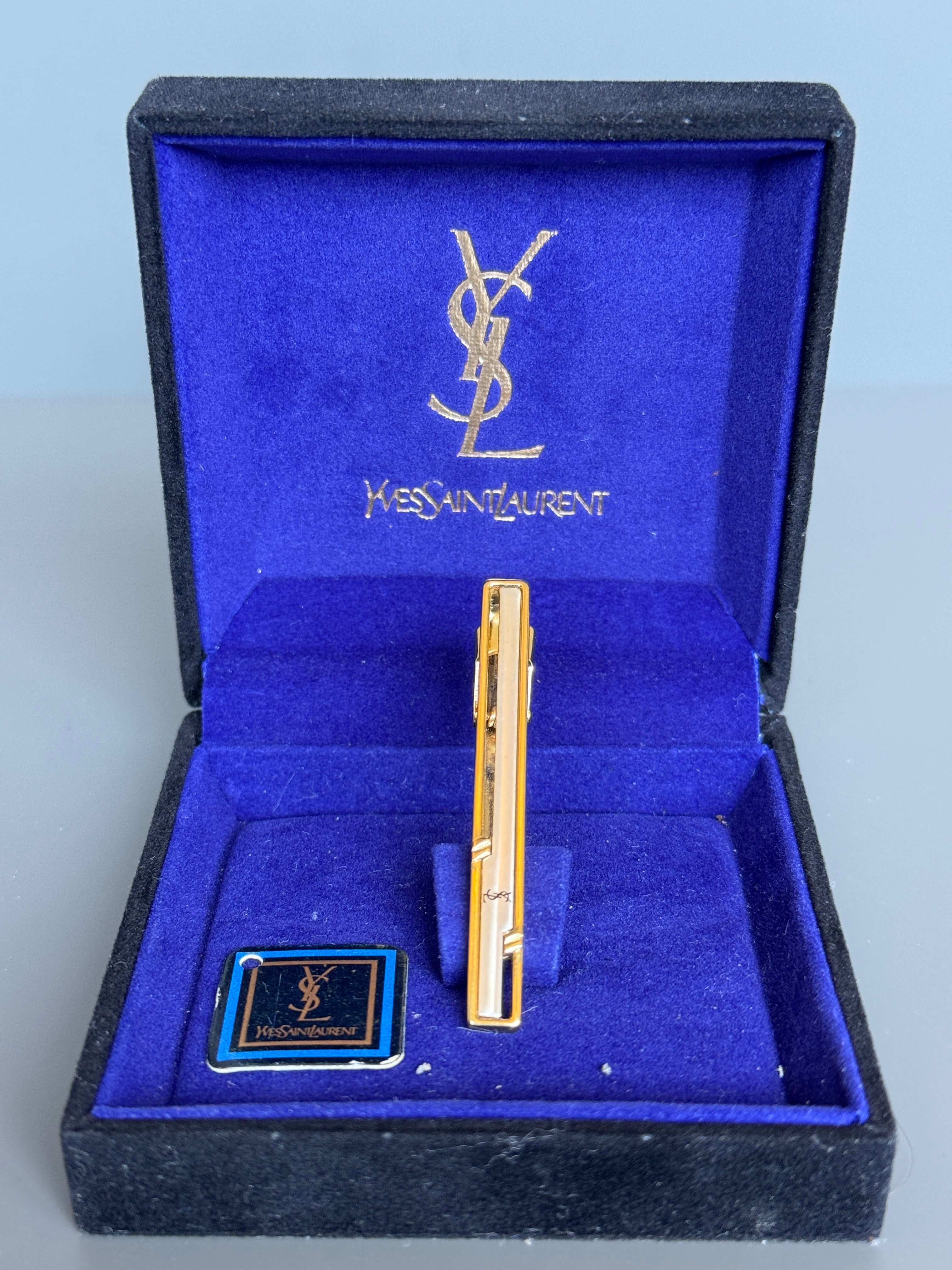 Yves Saint Laurent (YSL) Men's Tie Pin – Gold Plated Luxury Accessory