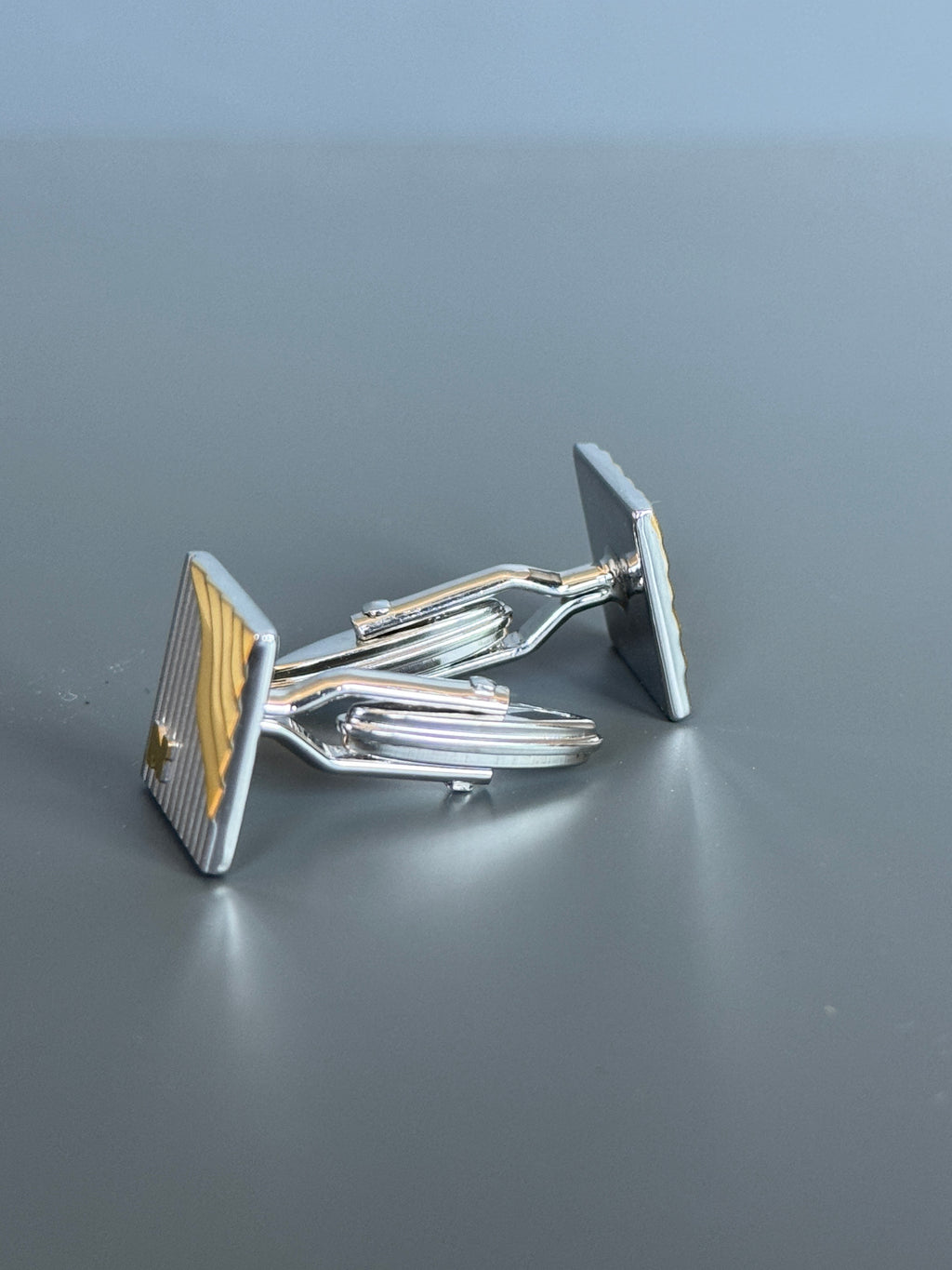 Nina Ricci Paris Men's Cufflinks - Gold &amp; Silver Square Design - Stylish Men's Accessories