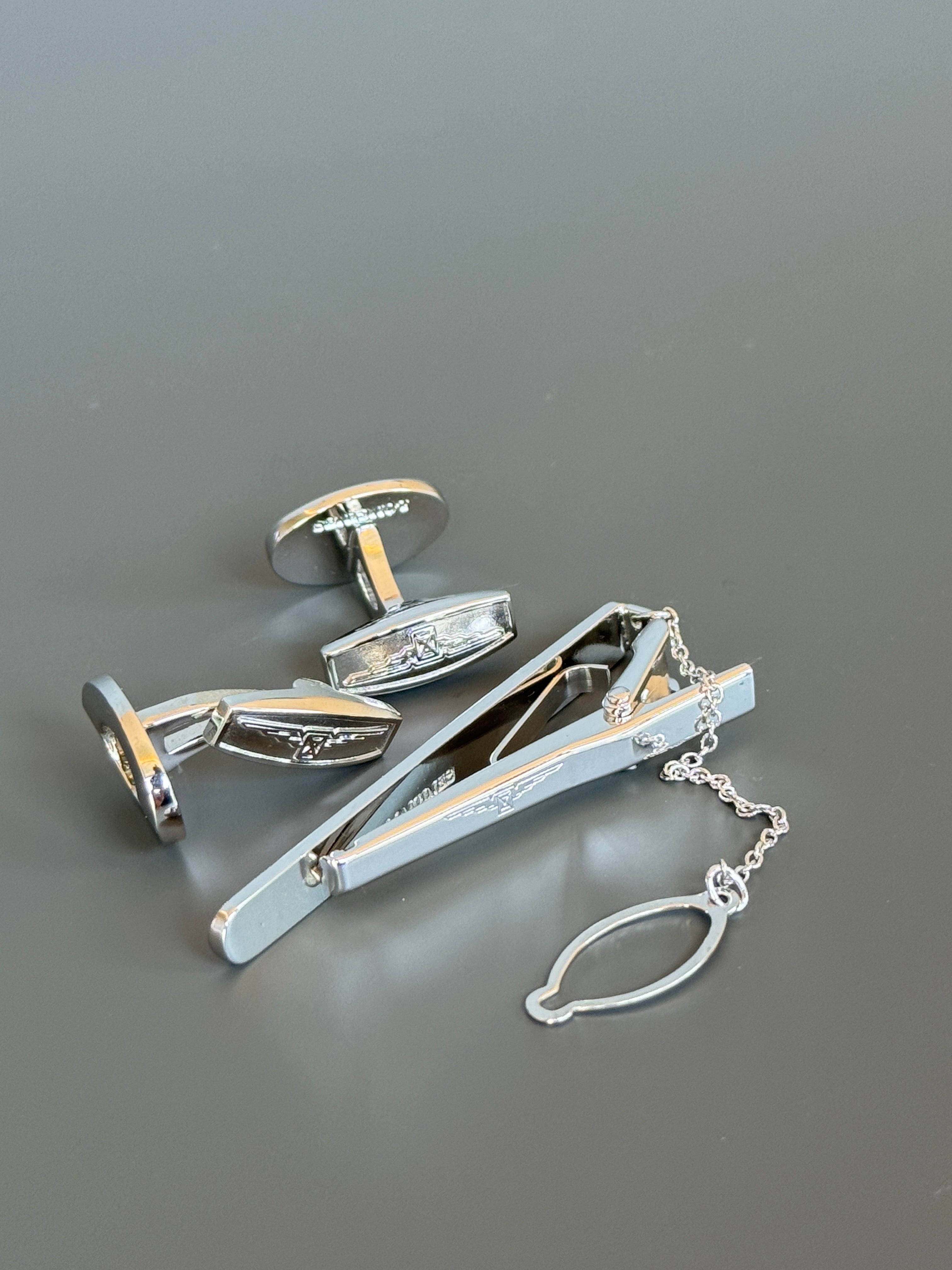 Longines Silver Deluxe Cufflink &amp; Tie Clip Set - Stylish Men's Accessories in a Special Box