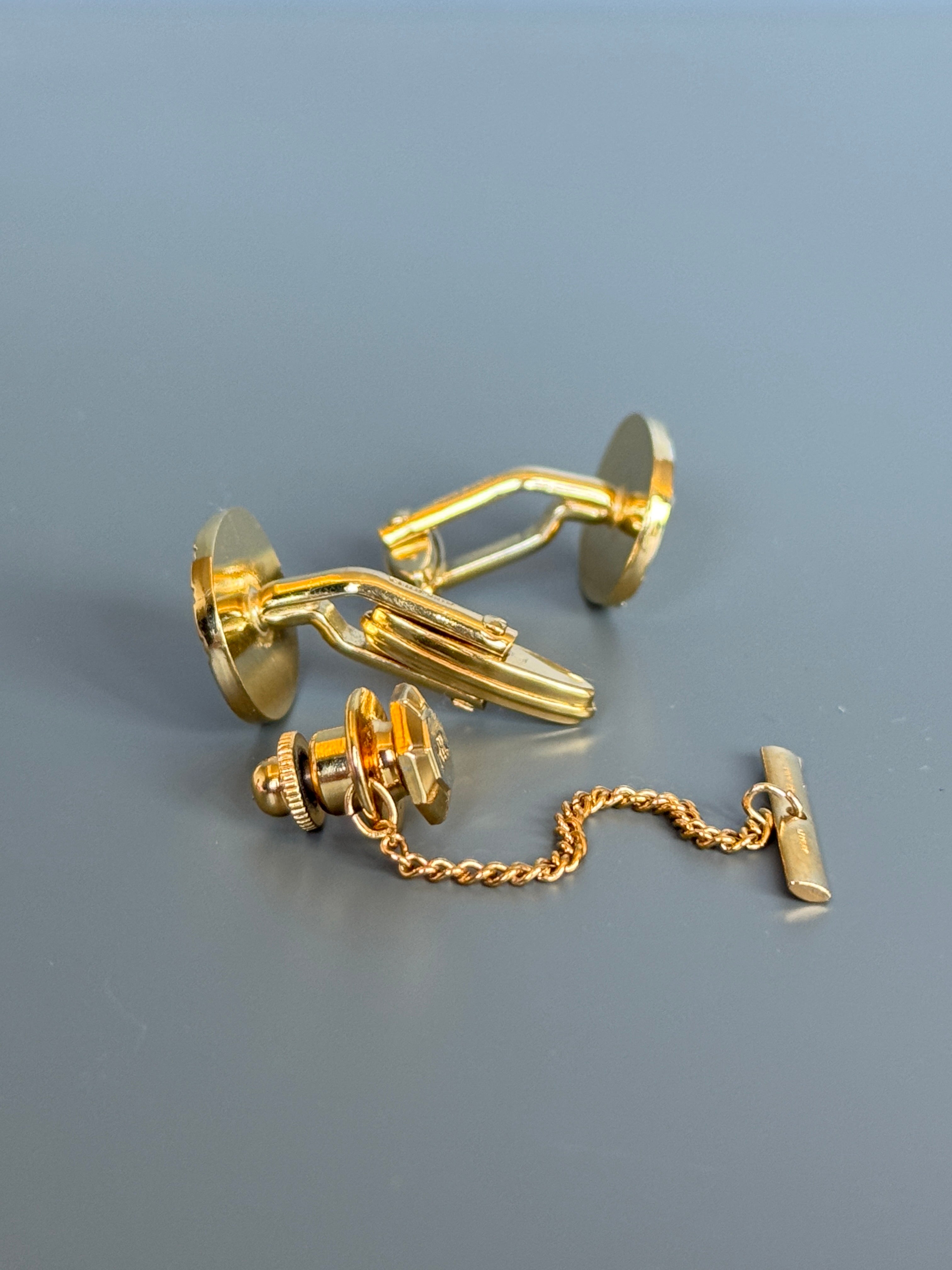 Nina Ricci Paris Gold &amp; Silver Stripe Cufflink Set - Timeless French Men's Elegance