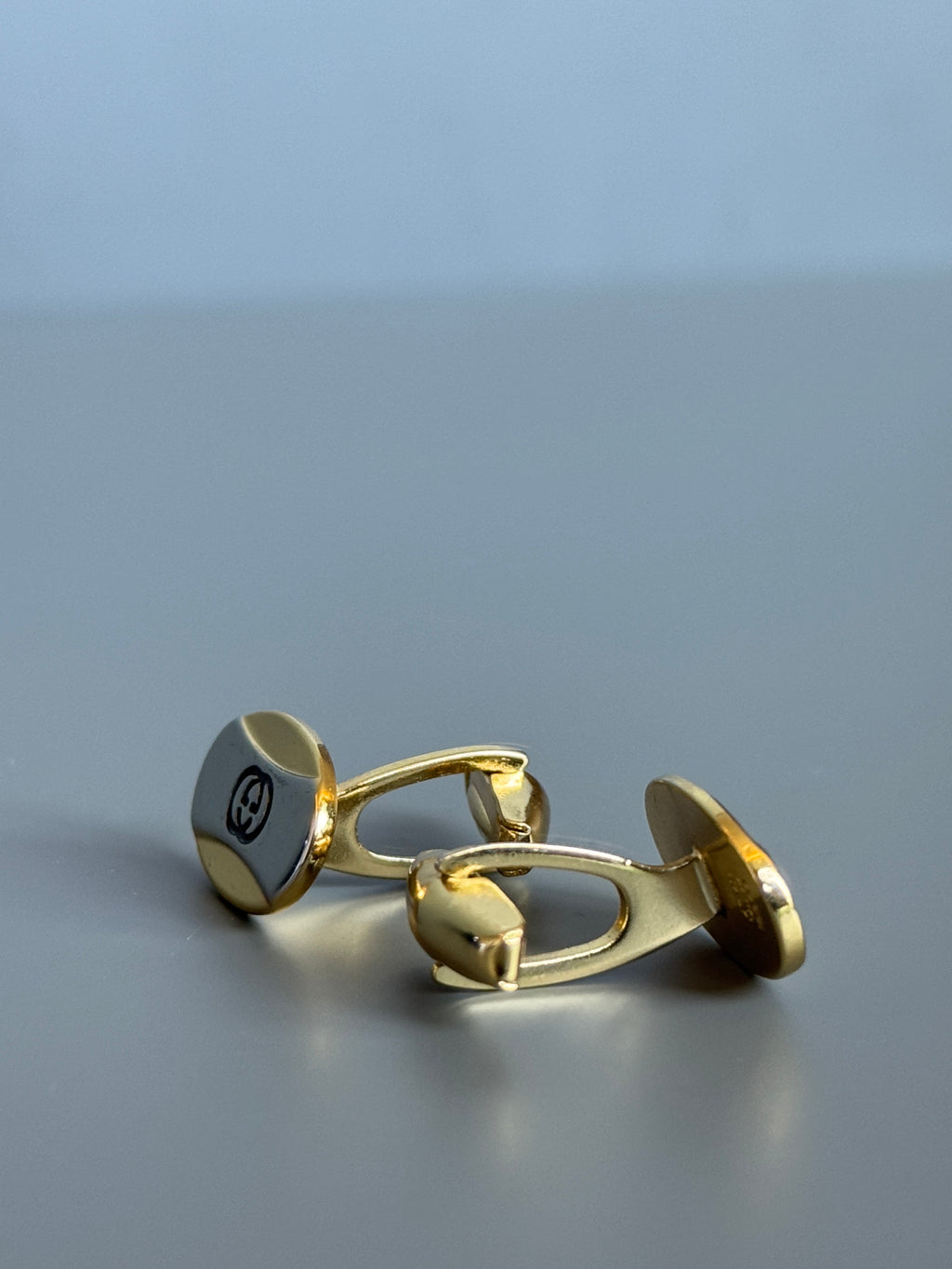 Gucci Cufflinks - Gold &amp; Silver Design - Iconic Logo (Vintage / Collectible)