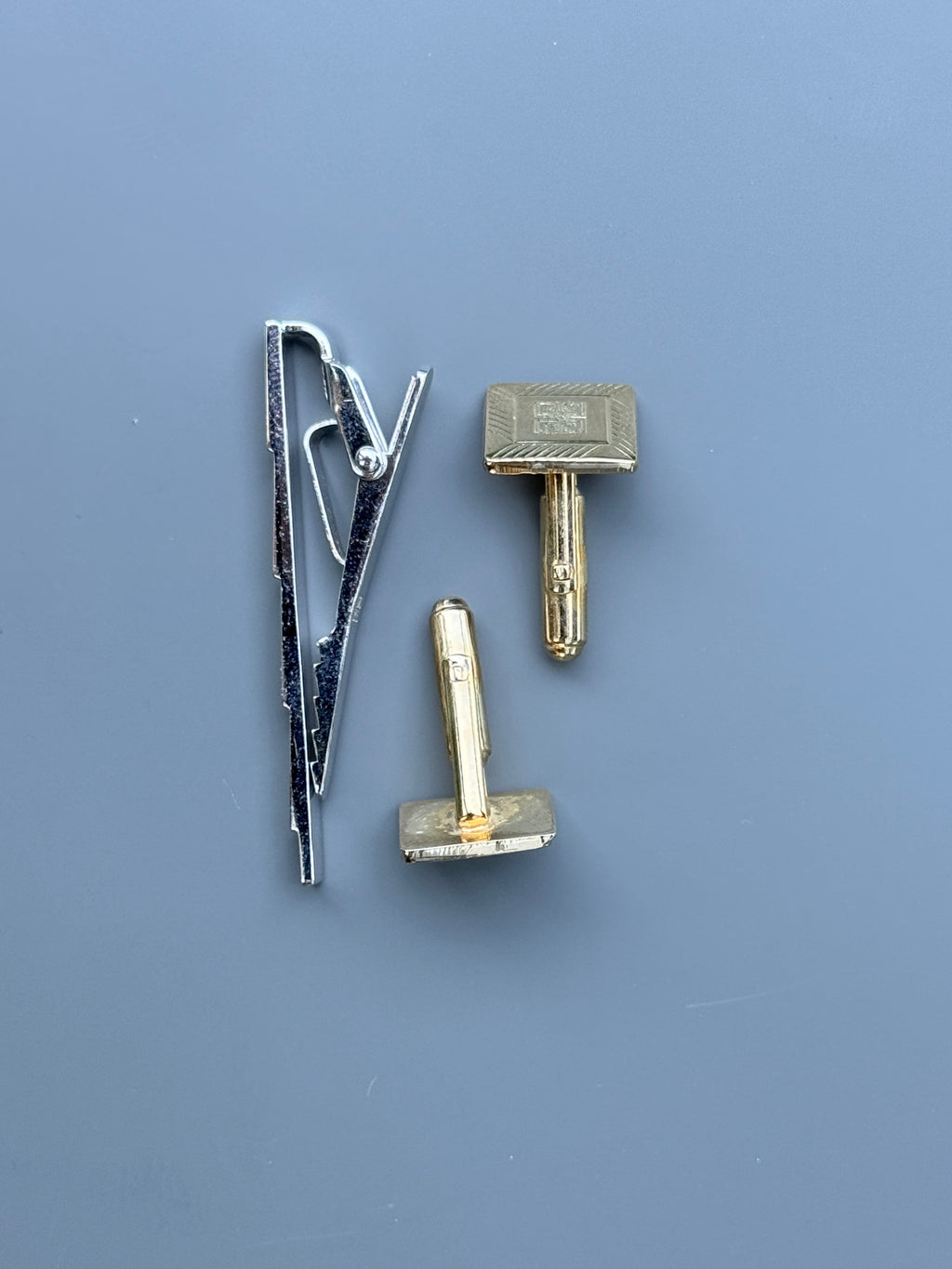 Givenchy Tie Pin &amp; Cufflink Set - Silver &amp; Gold, Iconic Logo (Vintage / Collectible)